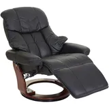 Robas Lund Relaxsessel Calgary 2, Fernsehsessel Sessel, Echtleder 150kg belastbar ~ schwarz, Walnuss-Optik