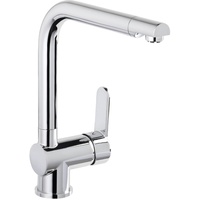 'aquaSu® Niederdruck Spültischarmatur Sanmix Style, für Boiler oder Warmwasseranschluss, hoher Auslauf, Keramikkartusche, leichte Schaftbefestigung, Messingkern, verchromt, 797801