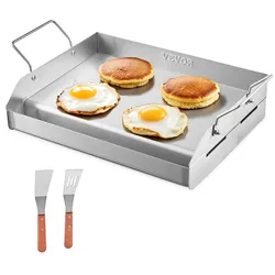VEVOR Flache Grillplatte Grillpfanne Edelstahl BBQ Kochgeschirr 425x270mm
