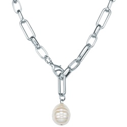 Lulu & Jane Perlen-Kette Metall-Legierung Muschelkernperle in Silber Ketten   Damen 
