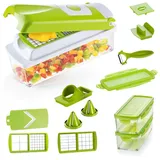Genius Nicer Dicer Smart 6-teilig Set - Gemüseschneider für Würfel, Stifte, Scheiben, Streifen & Viertel - Zwiebelschneider Zerkleinerer - Rot