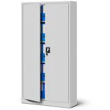 Jan Nowak Aktenschrank Metall Büroschrank abschließbar 90 cm JAN 4 Böden Stahl (Pulverbeschichtet 0,6 mm Wandmontage möglich PZH-zertifiziert) Ordnerschrank 50 Ordner Schloss 2 Schlüssel robust 13 Farben grau