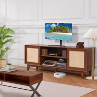 Vevor Rattan-TV-Ständer 191cm Fernseher Boho-TV-Schrank Fernsehschrank Walnuss