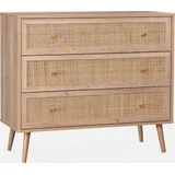 sweeek Kommode mit Holzeffekt 3 Schubladen Beige