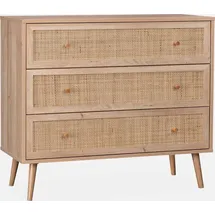 sweeek Kommode mit Holzeffekt 3 Schubladen Beige