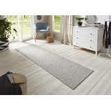 BT Carpet BT Carpet Nature Läufer In- – Schlingen Küchenläufer rutschfest Flachgewebe Kurzflor Woll-Optik Fineloop Küchenteppich für Flur, Garten, Terrasse, Badezimmer – Creme Grau, 80x150cm