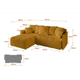 altdecor Ecksofa Cord 2-Sitzer Senfgelb