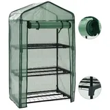 furnicato Mini-Gewächshaus 3 Stufig 69 x 49 x 125 cm grün