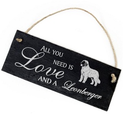 Dekolando Hängedekoration Leonberger 22x8cm All you need is Love and a Leonberger grau|schwarz