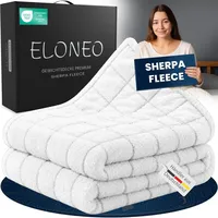 eloneo Sherpa Fleece Gewichtsdecke 200x200cm 7kg, Oeko-Tex Zertifiziert, Entspannungsdecke & Anti-Stress Therapiedecke, schwere Decke zum Schlafen, weiß