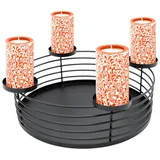 Spetebo Adventskranz mit Korb aus Metall in schwarz - Ø 30 cm - mit 4 Kerzentellern, ideal für Ihre moderne Weihnachtsdekoration