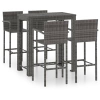 vidaXL 5-tlg. Garten-Bar-Set mit Armlehnen Poly Rattan Grau