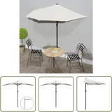 The Living Store Balkon-Sonnenschirm mit Alu-Mast Sandfarben 270x144 cm Halbrund - Balkon Sonnenschirm - Halbmond Sonnenschirm - Gartensonnenschirm