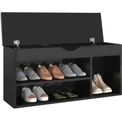 vidaXL Schuhbank mit Kissen Hochglanz-Schwarz 104x30x49cm