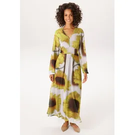 Aniston CASUAL Maxikleid mit großflächigen Sonnenblumen Braun/Grün/Schwarz 36