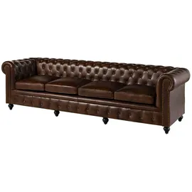 Massivmoebel24 Sofa 4-Sitzer Echtleder 274x82x75 Braun Chesterfield #104