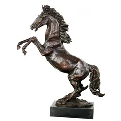 Casa Padrino Luxus Bronze Figur Wildes Pferd  auf Natursteinsockel Höhe 90 cm - Pferde Skulptur