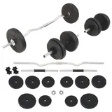 vidaXL Hantel Set 30 kg Langhantel Kurzhantel Hantelstange Curlstange Gewichte
