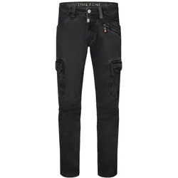 TIMEZONE Herren Cargo Hose BenTZ Regular Fit Schwarz Normaler Bund Reißverschluss W 30 L 34