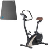 Skandika Ergometer Hometrainer Vinneren mit Matte, Magnetbremssystem, für zuhause (mit Bodenschutzmatte), 11kg Schwungmasse, 12 Trainingsprogramme, Tablet-Halterung, Kinomap schwarz