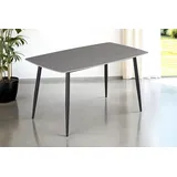 Esstisch 140 x 80 cm grau matte Keramikplatte 4-Fuß-Gestell schwarz MILANO - Grau