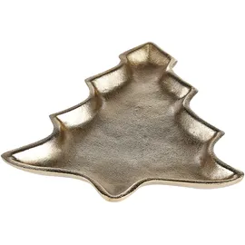 Beliani Dekotablett 2er Set Weihnachtsbaum DURIAN Metall Gold