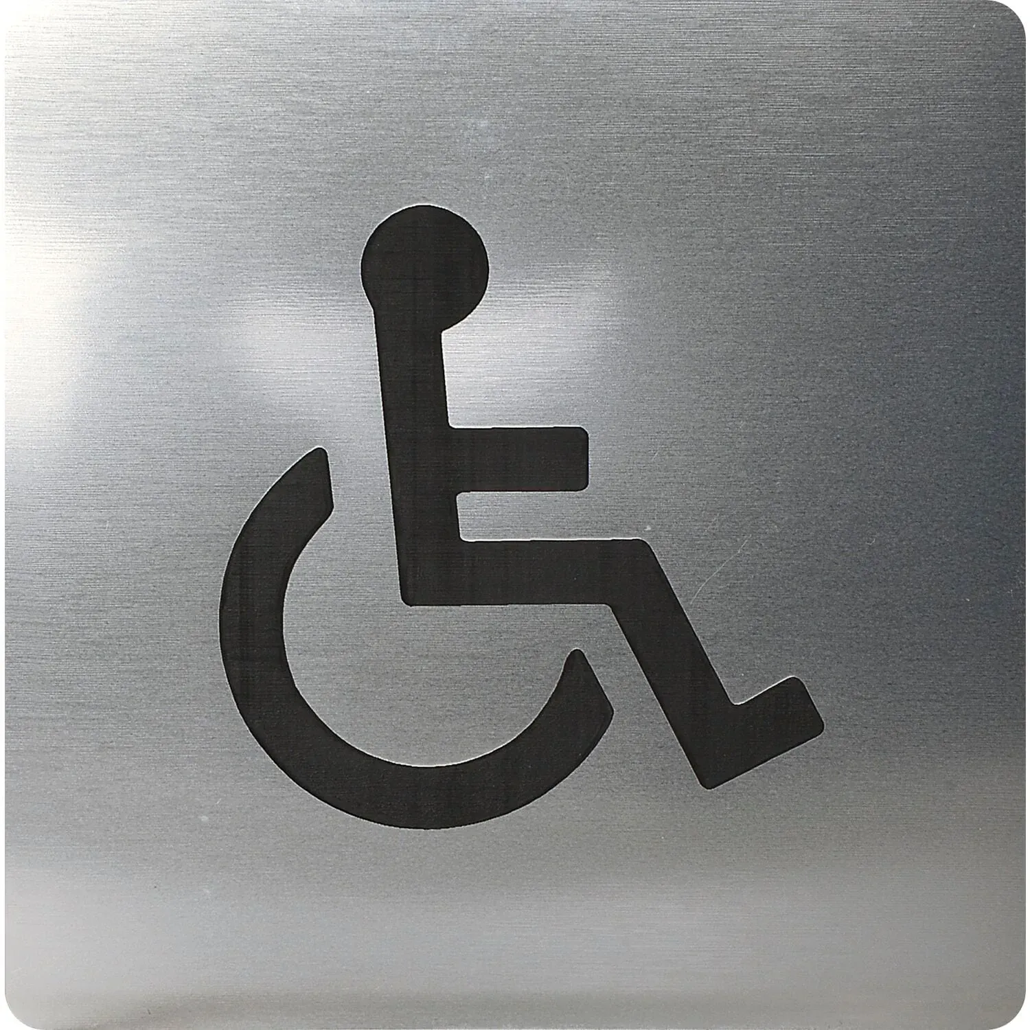 Vasalat, Türgriff + Fenstergriff, WC Symbol Rollstuhl selbstklebend, 100 x 100 mm, Kunststoff Edelstahl-Effekt (Türgriff)