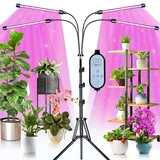 KEAWEO Pflanzenlampe LED, Pflanzenlicht mit Stände, 40W Pflanzenleuchte, Grow Lamp Tripod einstellbar, 4 Heads 120 LEDs Wachsen licht, Vollspektrum Wachstumslampe für Zimmerpflanzen mit Zeitschaltuhr