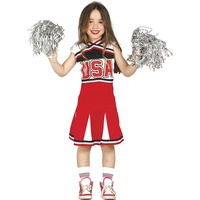 Fiestas GUiRCA Superstar Cheerleader Kostüm Kinder - Alter 14-16 J. - Cheerleader Outfit Rot Weiß Schwarz - USA Schulmädchen Uniform Karneval, Fasching, Fastnacht Faschingskostüme Teenager Mädchen