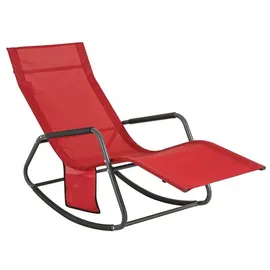 SoBuy Schaukelstuhl OGS47-R Kunstfasergewebe 57 x 84 x 145 cm Rot mit Seitentasche