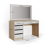 Vicco Schminktisch Sherry 120 cm mit LED-Spiegel