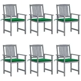 vidaXL Gartenstühle mit Kissen 57 x 57 x 92 cm grau/grün 6 St.