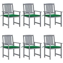 vidaXL Gartenstühle mit Kissen 57 x 57 x 92 cm grau/grün 6 St.