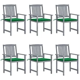 vidaXL Gartenstühle mit Kissen 57 x 57 x 92 cm grau/grün 6 St.