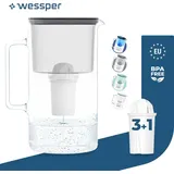 Wessper Wasserfilterkanne Aus Glas 3L Schwarz Kompatibel Mit Brita Classic -wasserfilterkartuschen | Inklusive 4 Wasserfilter-kartusche - Schwarz