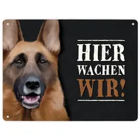 Trendaffe Hier wachen wir! Metallschild XL mit Schäferhund Motiv