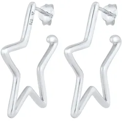 Elli Creolen Stern Astro Verspielt Filigran 925 Silber silberfarben Damen 