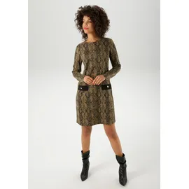 Aniston CASUAL Jerseykleid Schlangen-Muster Schwarz/Beige 46