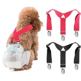 Hundewindel Hosenträger 2 Stück,Hunde-Hosenträger können verhindern DASS Windeln oder Unterwäsche herunterrutschen,für schutzhose läufige,katzenwindel,rüdenwindel (Schwarz+Rosenrot, L)