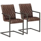 furnicato Esszimmerstuhl Freischwinger 2 Stk. Braun Echtleder (2 St) braun
