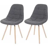2er-Set Küchenstuhl HWC-A60 II, Stuhl Esszimmerstuhl, Retro, Stoff/Textil grau