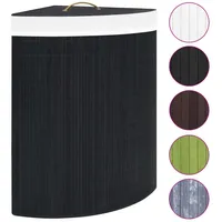 vidaXL Eck-Wäschekorb Bambus Schwarz 60 L