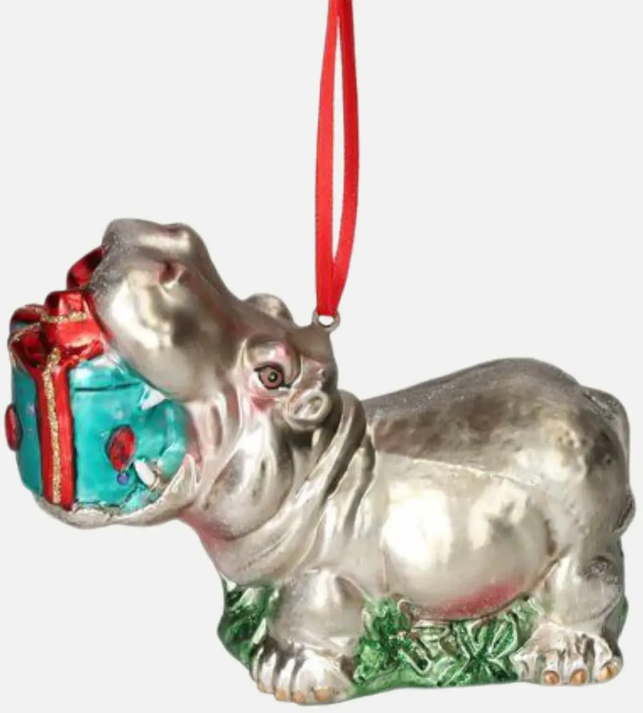 Hänger Nilpferd mit Geschenk Mehrfarbig