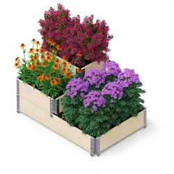 Stufenbeet Hochbeet 3 Ebenen 120x80cm Blumen Kräuter Gemüse, aus Holz