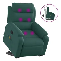vidaXL Massagesessel Mit Aufstehhilfe Dunkelgrün Stoff - Vidaxl