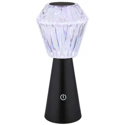 Tischlampe Beistellleuchte Dekoleuchte RGB LED Kristall klar Touch Akku schwarz