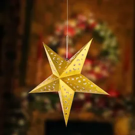 ETC Shop 2er Set LED Stern X-MAS Hänge Lampen Papier Ess Zimmer Weihnachts Deko Leuchten
