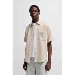 HUGO Blue Kurzarmhemd »Ebronn«, mit Marken-Badge HUGO Blue Open White121 XL