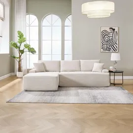 Juskys Eckcouch Cord 3-Sitzer Beige