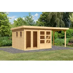 KARIBU Gartenhaus »Lahar 6«, BxHxT: 560 x 216 x 302 cm (Außenmaße inkl. Dachüberstand), Wandstärke 19 mm - braun